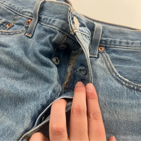 Levi’s 501 Distressed Mini Booty Shorts Jean Denim - Picture 4 of 5